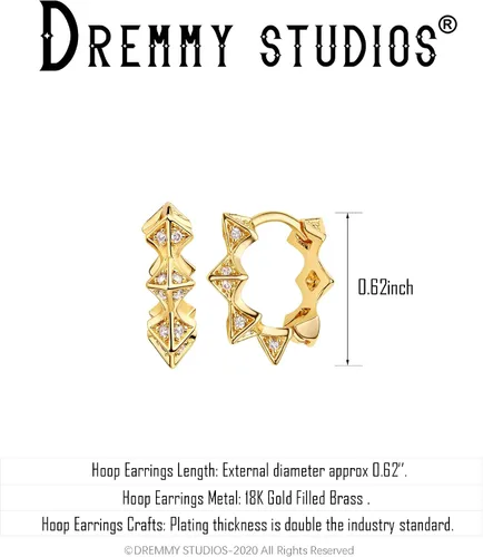 Miniatura 3 de Dremmy Studios arracadas de oro de 18quilates, dublé de oro, exquisitas, con borlas, abiertas, colgantes, con cruces, gotas, formas geométricas