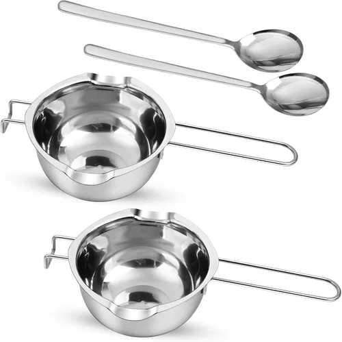 Miniatura 8 de Olla doble de acero inoxidable de 2 piezas con 2 cucharas de metal, olla de fusión de chocolate para derretir chocolate, mantequilla, queso, velas