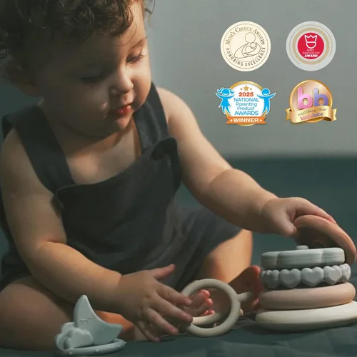 Miniatura 2 de Moonkie Stacks of Circles - Juguete de dentición suave Juguete educativo para bebés Juguetes de anillo apilable para bebés niños y niñas Juego