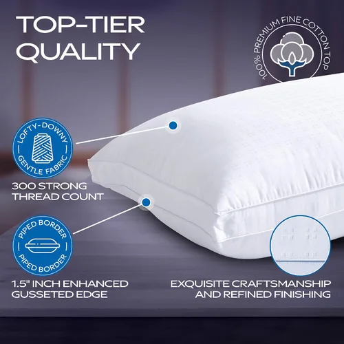 Miniatura 3 de Almohada de plumón alternativo, Five Star, tela 100% de algodón, un artículo imprescindible., Algodón, Blanco, Estándar