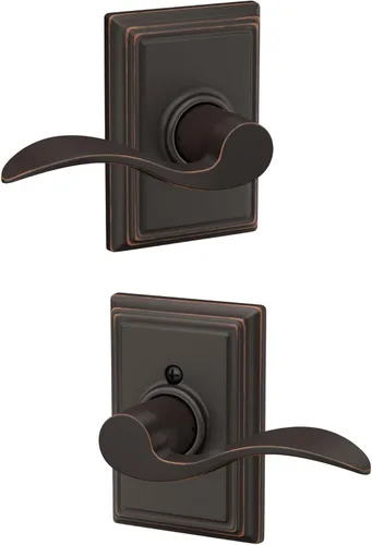 Miniatura 79 de SCHLAGE - Manija de puerta Accent con cerradura de paso libre para pasillo y armario en bronce antiguo - F10 ACC 716 Bronce Envejecido