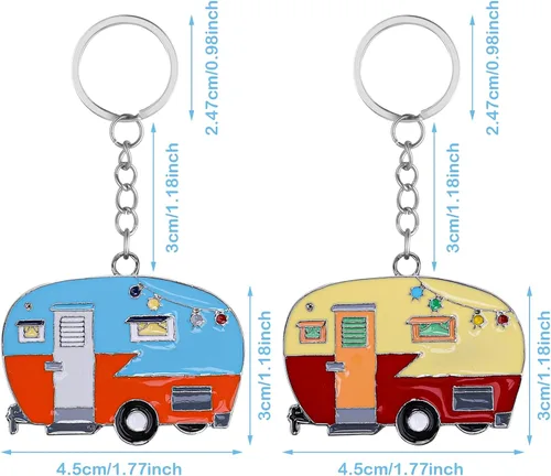 Miniatura 2 de 2 Piezas Llavero de Caravana, Llavero de Caravana RV Accesorios de Caravana para Remolques de Viaje Llavero Retro de Coche de Camping