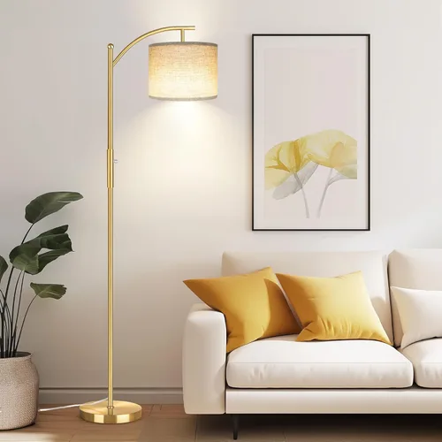 Miniatura 11 de ROTTOGOON Lámpara de pie regulable, lámparas de pie de arco para sala de estar, lámpara de pie moderna de atenuación continua con pantalla de lino