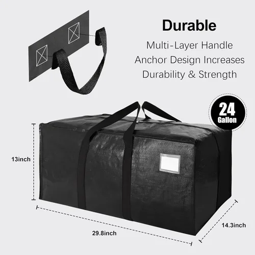Miniatura 2 de VELVETSURE Paquete de 12 bolsas de mudanza extra grandes resistentes con correas de mochila, asas fuertes y cremalleras, bolsas de almacenamiento