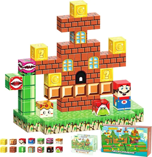 Miniatura 10 de Juego de azulejos magnéticos grandes, paquete de expansión de 12 piezas de azulejos magnéticos cuadrados, bloques apilables de construcción