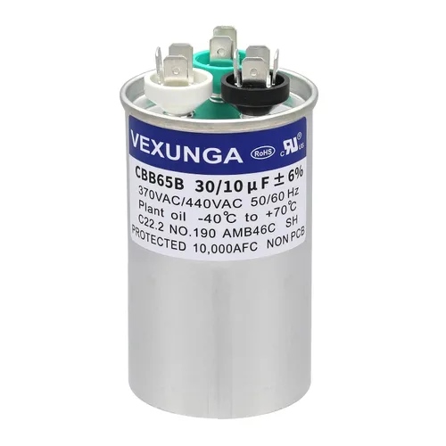 Miniatura 17 de VEXUNGA - 25/5 uF 25+5 MFD 370V o 440V Condensadores redondos de arranque dual 25 5 uF 370 440 Volt VAC CBB65 Condensadores para acondicionador