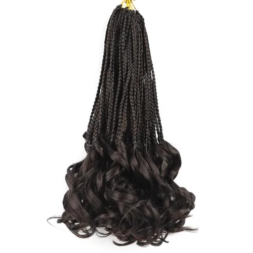 Miniatura 35 de Trenzas de ganchillo rizado francés T33, cabello pre-anillado 10 pulgadas, trenzas cortas rizadas francesas con extremos rizados, trenzas box