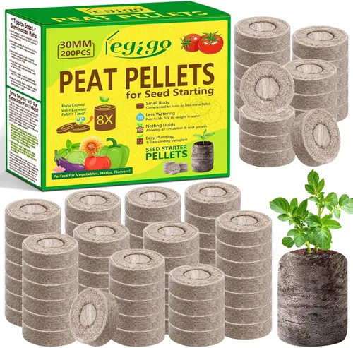 Miniatura 8 de Legigo 50 piezas de pellets de turba de 36 mm para inicio de semillas - Cápsulas de inicio de semillas comprimidas, pellets de inicio de semillas