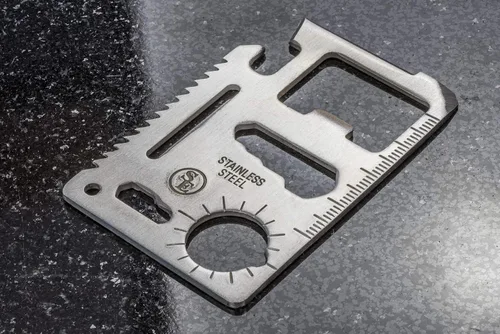 Miniatura 2 de SE Herramienta de bolsillo de supervivencia de acero inoxidable de 11 funciones, compacta, multiherramienta de tamaño de tarjeta de crédito