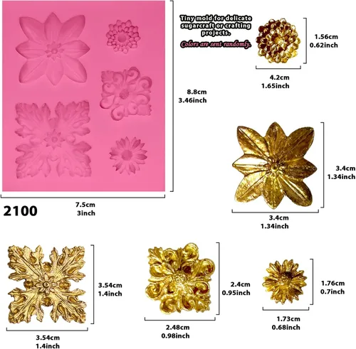 Miniatura 2 de Funshowcase Medallón floral de acanto Flourish Scroll Lace Fondant Moldes de silicona para decoración de pasteles, proyectos de manualidades