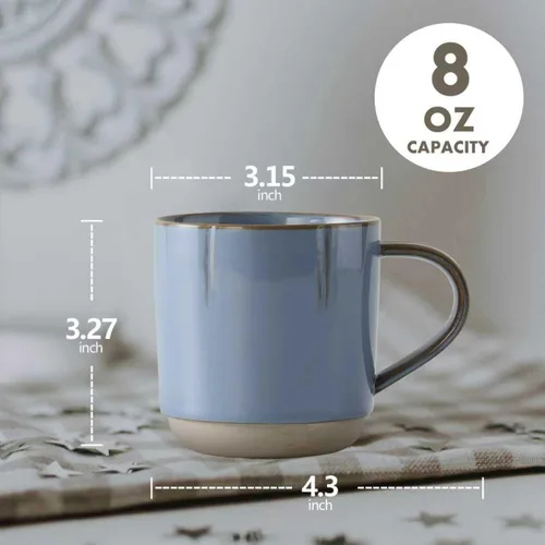 Miniatura 2 de Taza de café de cerámica de 8 oz con asa hecha a mano en estilo japonés café americano latte adecuado para la oficina y el hogar cafetería
