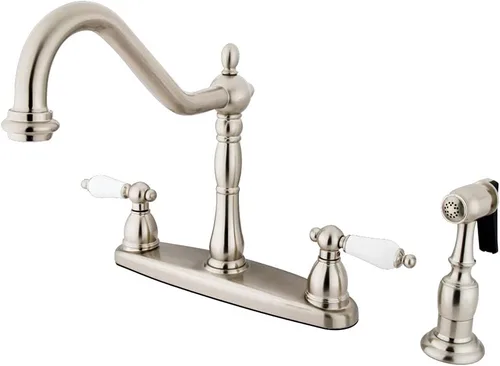 Kingston Brass KB1758PLBS Heritage - Grifo de cocina central de 8 pulgadas, níquel cepillado