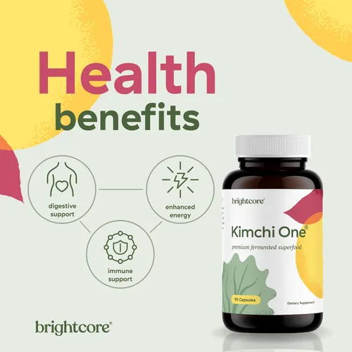 Miniatura 2 de Brightcore Nutrition - Kimchi One, Cápsulas de Polvo de Kimchi, Suplemento de Probióticos, Enzimas y Antioxidantes, Superalimento Premium