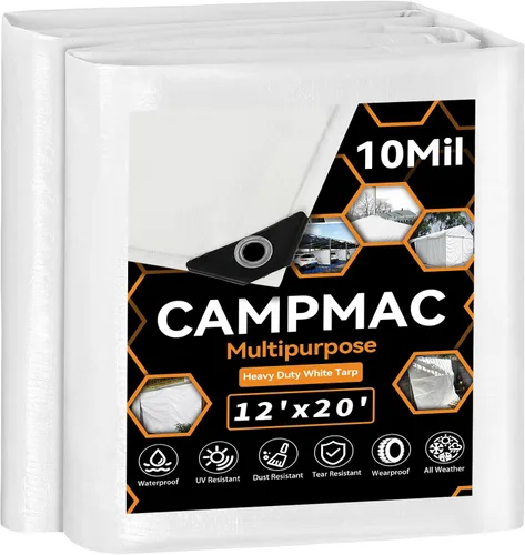 Miniatura 32 de Lonas negras resistentes e impermeables de 4x6, 12 mil de grosor, alta durabilidad, resistentes a rasgaduras y roturas con ojales de metal cada 20