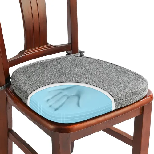 Miniatura 8 de SINOSSO Paquete de 4 cojines de espuma viscoelástica para sillas de comedor, tela tejida amigable de 16 pulgadas en forma de U, cómodas almohadillas
