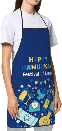 Miniatura 3 de Delantal de Hanukkah feliz ajustable para cocinar, babero de cocina para cocinar