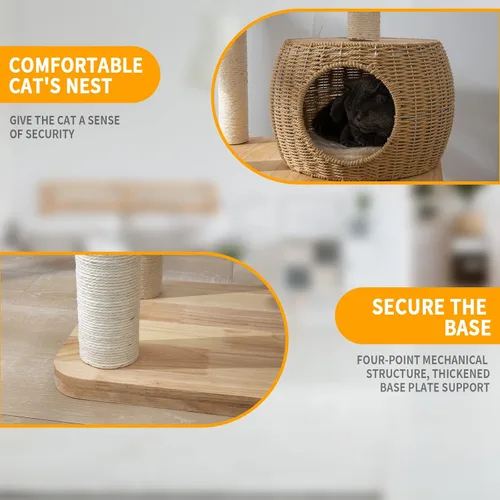 Miniatura 5 de Torre de árbol para gatos grande y moderna de 59 pulgadas, torre para gatos, postes rascadores cubiertos de sisal para gatos de interior, árbol