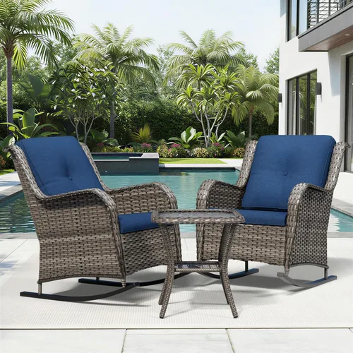 Miniatura 54 de Joyside Juego de sillas de mimbre para patio, juego de 3 piezas de mimbre para exteriores con 2 sillas reposabrazos y 1 mesa auxiliar para terraza