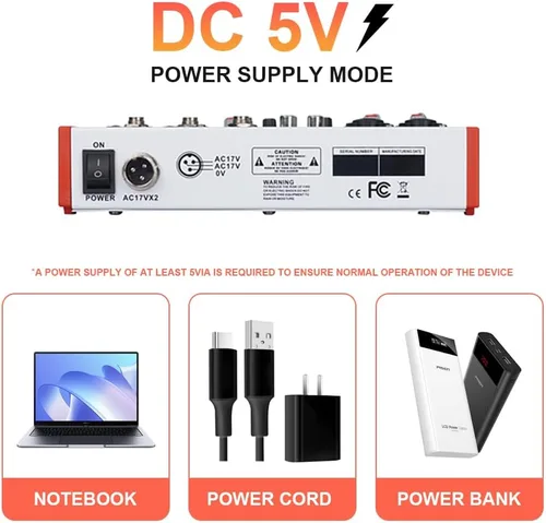 Miniatura 6 de MW-4 Profesional 4-Canal USB Mezclador de Audio Bluetooth 5.0 99 Sonido Portátil para DJ/En Vivo/Grabación/Canción K