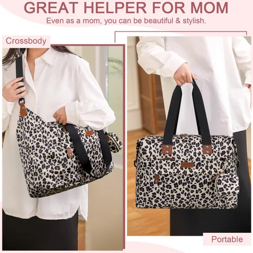 Miniatura 2 de Pritent Bolsa de pañales – Bolsas para pañales con funda para chupete, correas de hombro, clips para cochecito, bolsa grande impermeable para mamá
