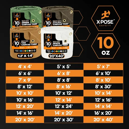 Miniatura 8 de Xpose Safety Lona de Lona - Lonas de Lona Verde de 10oz Resistentes al Agua con Ojales de Latón - Lona Multiusos para Exteriores para Campamento