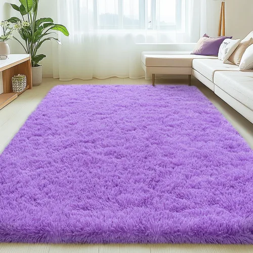 Miniatura 45 de Mugorn - Alfombra de 8 x 10 pies, alfombras grandes, esponjosas, suaves, peludas, antideslizantes, mullidas para interiores, color negro, 8 x 10 pies
