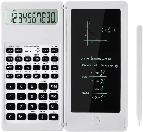Miniatura 8 de Calculadoras científicas, calculadora para la escuela, pantalla grande de 10 dígitos, Calculadora científica con bloc de notas, calculadora de Negro