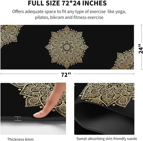 Miniatura 3 de nuveti Alfombrilla de yoga con estampado extra grueso de elastómero termoplástico antideslizante con bolsa de transporte, 72 x 24 pulgadas, extra