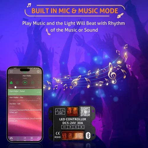 Miniatura 4 de WICHEMI Luces LED para escaparate, Bluetooth, control de aplicación, módulos LED para letreros de 100 pies, 200 unidades, 3 LED, 5050 SMD, RGB, tira