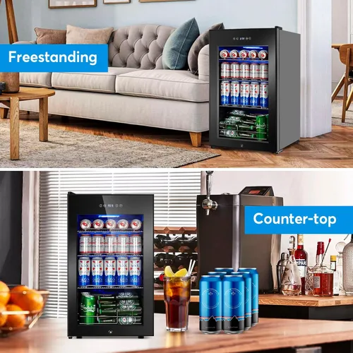 Miniatura 4 de Refrigerador de bebidas de 17 pulgadas de ancho – Enfriador de bebidas para 126 latas con puerta de vidrio Mini refrigerador de cerveza