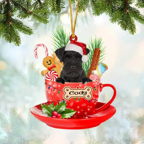 Miniatura 22 de NAZENTI Adorno personalizado de Alaskan Malamute en taza roja, adorno de Navidad personalizado para perros amantes de las mascotas, colgante