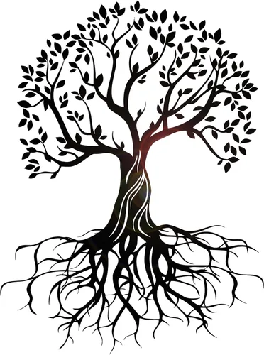 Vinilo decorativo para pared, diseño de árbol con raíces y bosque, naturaleza, decoración grande (g8653), color negro