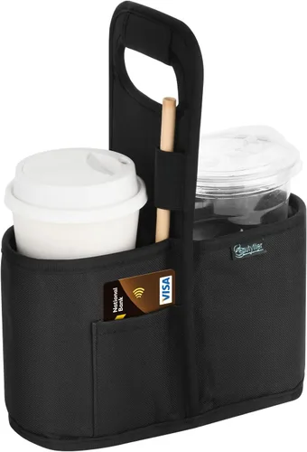 Miniatura 7 de Beautyflier Portabebidas con Asa para Entrega Portavasos de Café Aislado Reutilizable Portabebidas Portátil Soporte para 2 Tazas con Asa Organizador