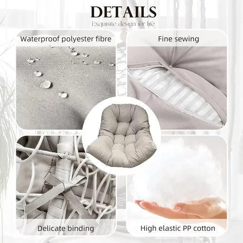 Miniatura 3 de Hamaca impermeable para silla de huevo, cesta colgante, cojines para silla de patio, asiento de huevo, almohadillas de almohada para interiores