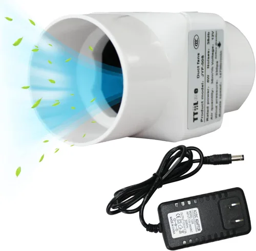 Ventilador de conducto en línea de 2 pulgadas y 12 V para tienda de cultivo, ventilador de ventilación de 1.969 in y 6 W, ventiladores de escape de
