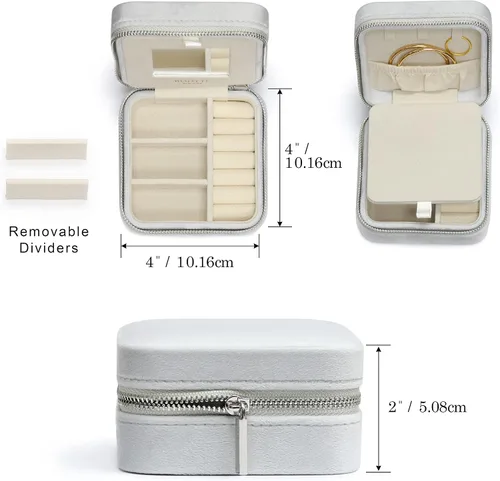 Miniatura 16 de BLUTETE Joyero de viaje organizador de terciopelo con anillos de espejo, aretes, collares, caja organizadora de almacenamiento (negro)
