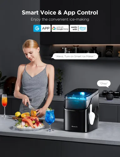 Miniatura 2 de GoveeLife - Máquina inteligente para hacer hielo de encimera, máquina portátil para hacer hielo con control de voz, 9 cubos de hielo en 6 minutos, 3