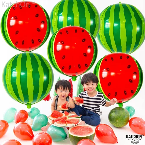 Miniatura 2 de KatchOn, Globos grandes de sandía – 22 pulgadas, paquete de 6 Globos de verano para decoraciones de cumpleaños de sandía Decoración de fiesta