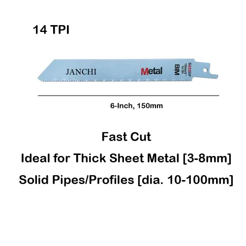 Miniatura 6 de Hojas de sierra recíproca de corte de metal resistente 14TPI de 6 pulgadas, hojas de sierra recíproca de demolición bimetálica de material superior