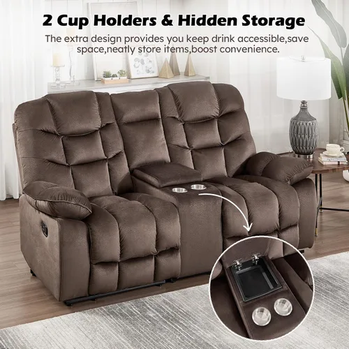 Miniatura 5 de HAOMARKETS Silla reclinable eléctrica con masaje y calor, sillas reclinables eléctricas de 41 pulgadas de ancho con puerto USB, sofá reclinable