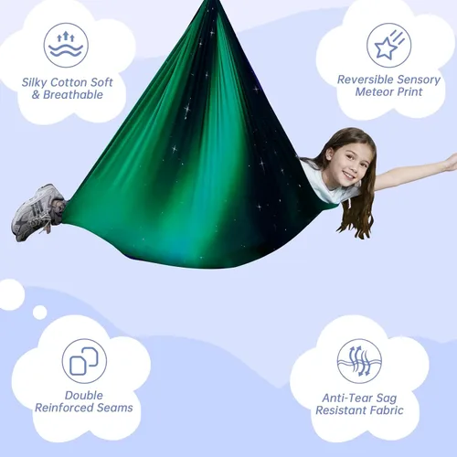 Miniatura 6 de Columpio sensorial para niños y adultos, columpio de terapia de doble capa para interiores y exteriores, columpio para acurrucarse con accesorios