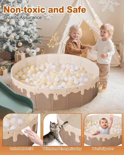 Miniatura 4 de Piscina de pelotas para bebés de 1 a 3 años, tienda de campaña plegable para niños, corralito de juegos con bolsa de almacenamiento, para niños