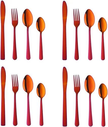 Miniatura 12 de BuyGo - Juego de cubiertos de acero inoxidable de 32 piezas, juego de 8 cubiertos, incluye cuchillo, tenedor, cuchara, cuchara de té para 8 personas