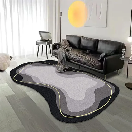 Alfombra moderna abstracta irregular, de lana suave, de cachemira, de color amarillo, decoración para sala de estar, comedor, dormitorio, cocina,
