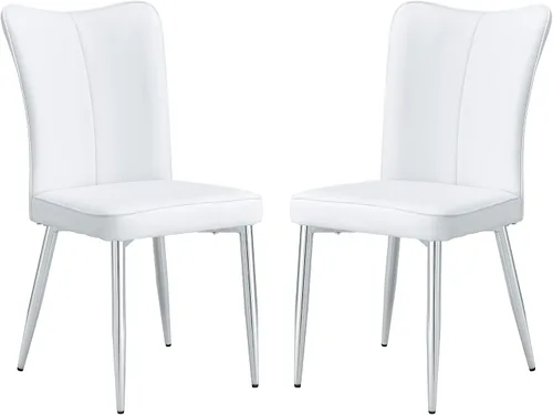 Miniatura 11 de Juego de 2 sillas de comedor, sillas de comedor modernas, equipadas con cojines de respaldo de cuero PU y patas de metal negro, adecuadas