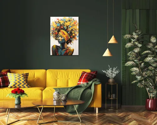 Miniatura 257 de Arte de pared afroamericano, decoración de rey y reina bailarín negro para sala de estar, arte de pareja de amor negro para dormitorio, lienzo