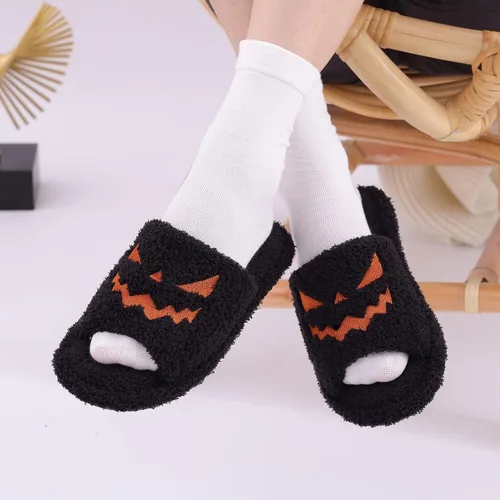 Miniatura 6 de shevalues Pantuflas de tela de rizo con punta abierta para mujer, pantuflas de espuma viscoelástica