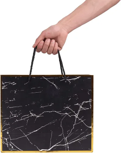 Miniatura 4 de ysmile Bolsa de regalo negra para hombres, bolsa de papel de gran tamaño con papel de seda para cumpleaños, aniversario, 16 pulgadas, día del padre