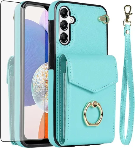 Miniatura 8 de Asuwish Funda de teléfono para Samsung Galaxy A54 5G con protector de pantalla de vidrio templado y anillo de bloqueo RFID, soporte para tarjeta