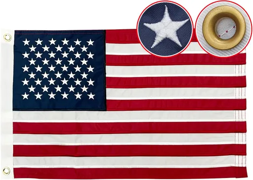 Bandera estadounidense bordada para lancha de 16 x 24 pulgadas, bandera patriótica de 16 x 24 pulgadas, bandera náutica de Estados Unidos y Estados